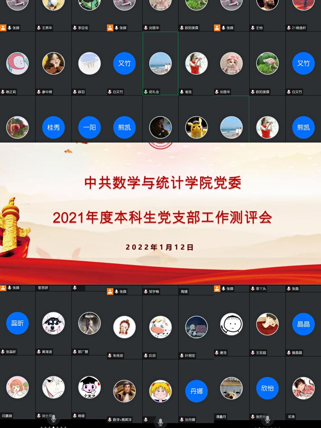 本科生党支部工作测评会以上线上线相结合的形式进行